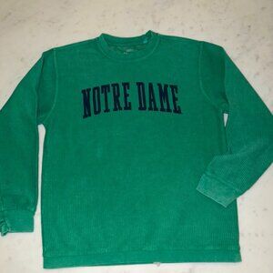Women's Pressbox Green Notre Dame Fighting Irish Comfy Cord Sweatshirt